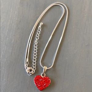 Red crystal heart pendant necklace. Brand new.